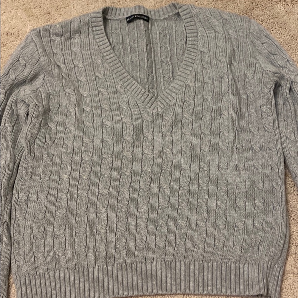 Brandy Melville Grey Cable Knit Sweater